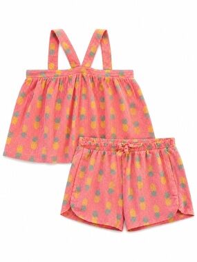 Isaac Mizrahi Girls Pineapple 2-Piece Set Size 7/8 Pink Tank & Shorts